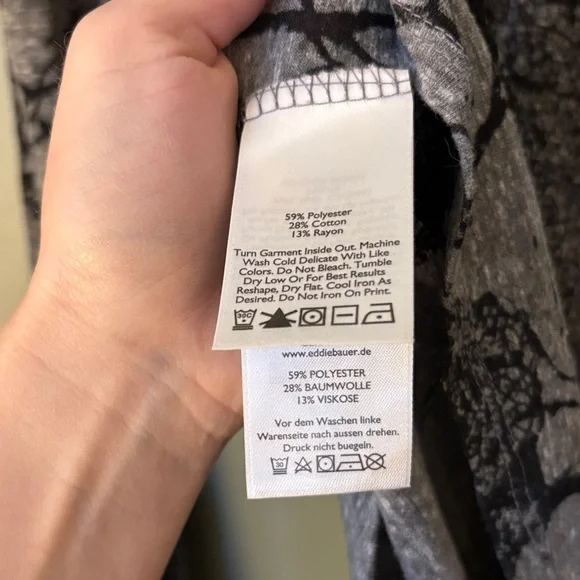 Eddie Bauer Gray and Black Leaf Forest Graphic Women's Shirt Size Small - Picture 5 of 6